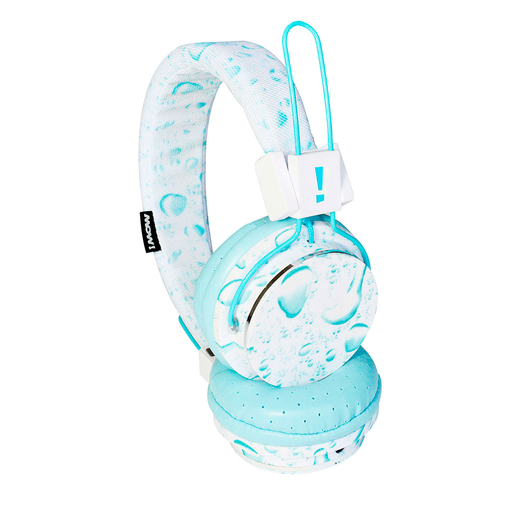 Auriculares Bluetooth MOW Spring BT Blanco con Celeste Agua