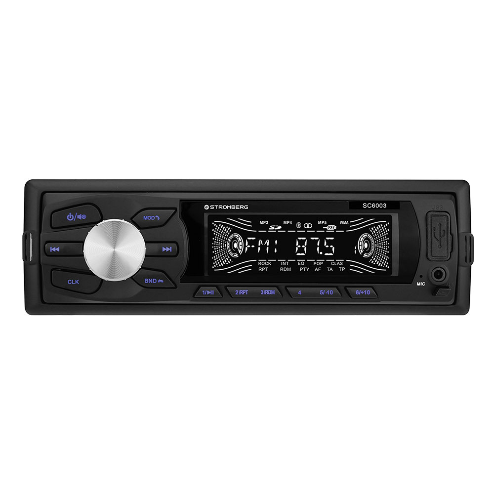 Autoestéreo Digital Bluetooth Radio AM/FM Usb Aux Desmontable Stromberg Sc-6003 Negro